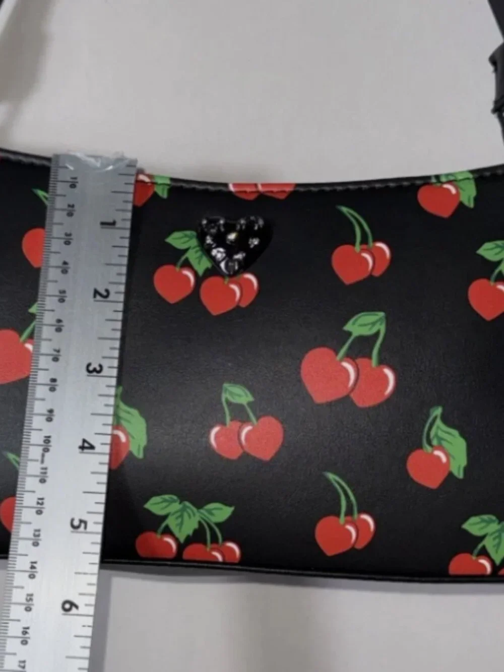 BETSEY JOHNSON Women’s Shoulder Bag With Cherries Red Crystal Cherry Charm NWT - Picture 7 of 11